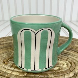 Anthropologie Colorway Hand Painted M Monagram Mug 14oz